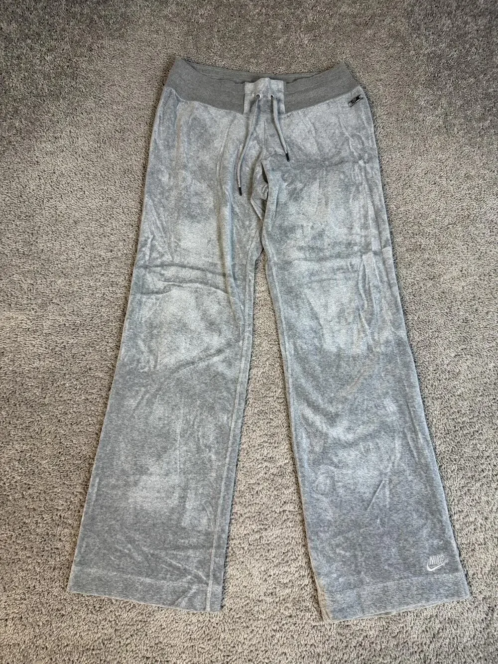 Nike Sweatpants Womens M Gray Fleece Drawstring Relaxed Fit Sherpa Lined Pants